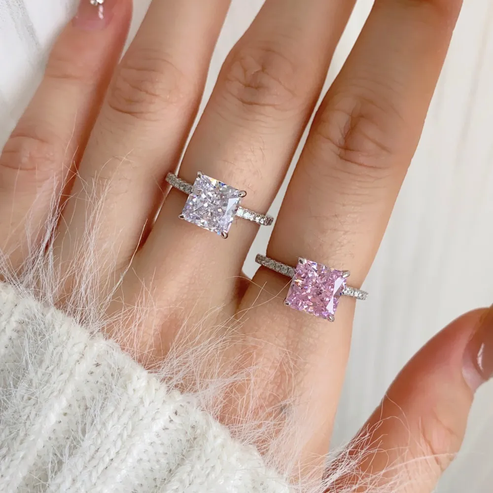 8A Princess Cut Square Decor Zirconia Solitaire Ring 70200088 - image2