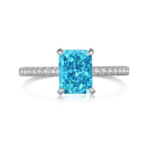 8A Princess Cut Rectangle Decor Zirconia Solitaire Ring 70200089