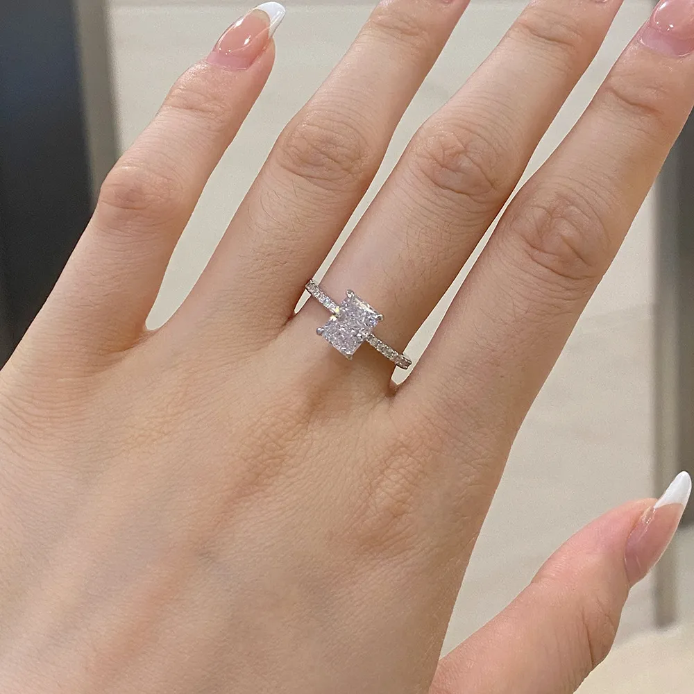 8A Princess Cut Rectangle Decor Zirconia Solitaire Ring 70200089 - image2