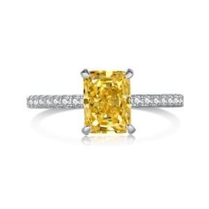 8A Princess Cut Rectangle Decor Zirconia Solitaire Ring 70200089
