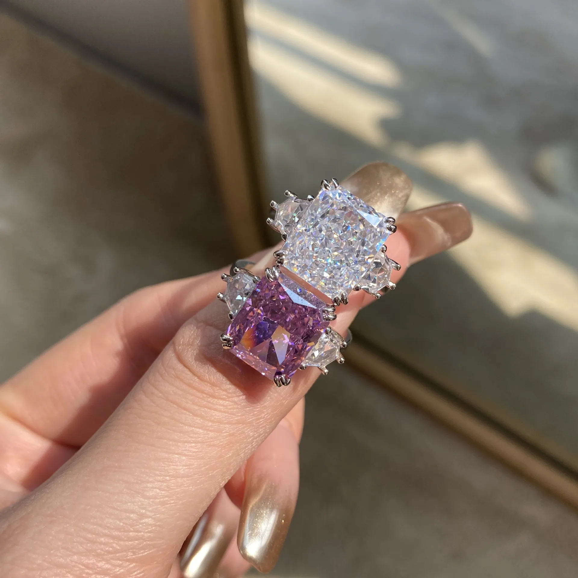 Crushed Ice Lab Sapphire Zirconia Solitaire Ring 70200098 - image3
