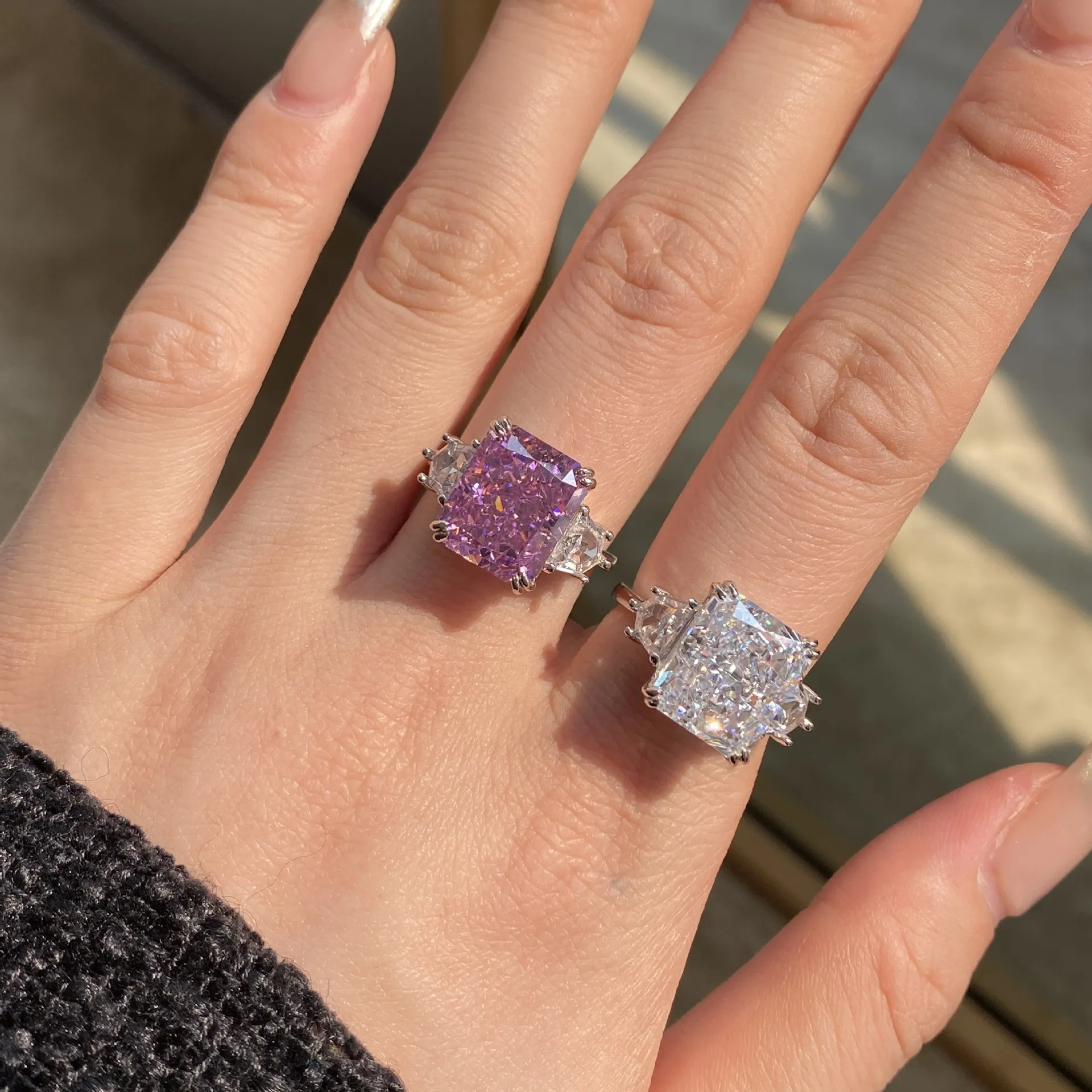 Crushed Ice Lab Sapphire Zirconia Solitaire Ring 70200098 - image4
