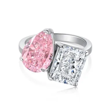 White-Pink Sapphire Zirconia Solitaire Ring 70200099