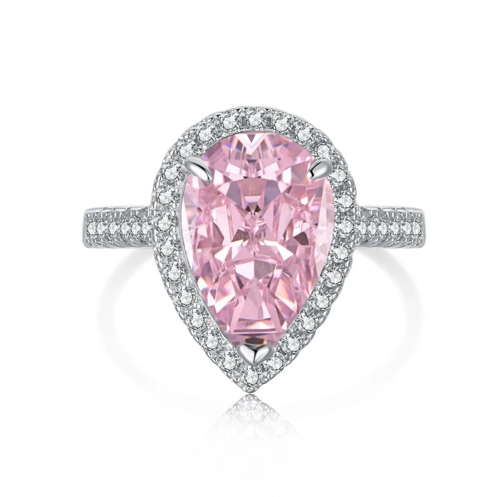 Luxury Simulated Pink Sapphire Zirconia Solitaire Ring 70200100