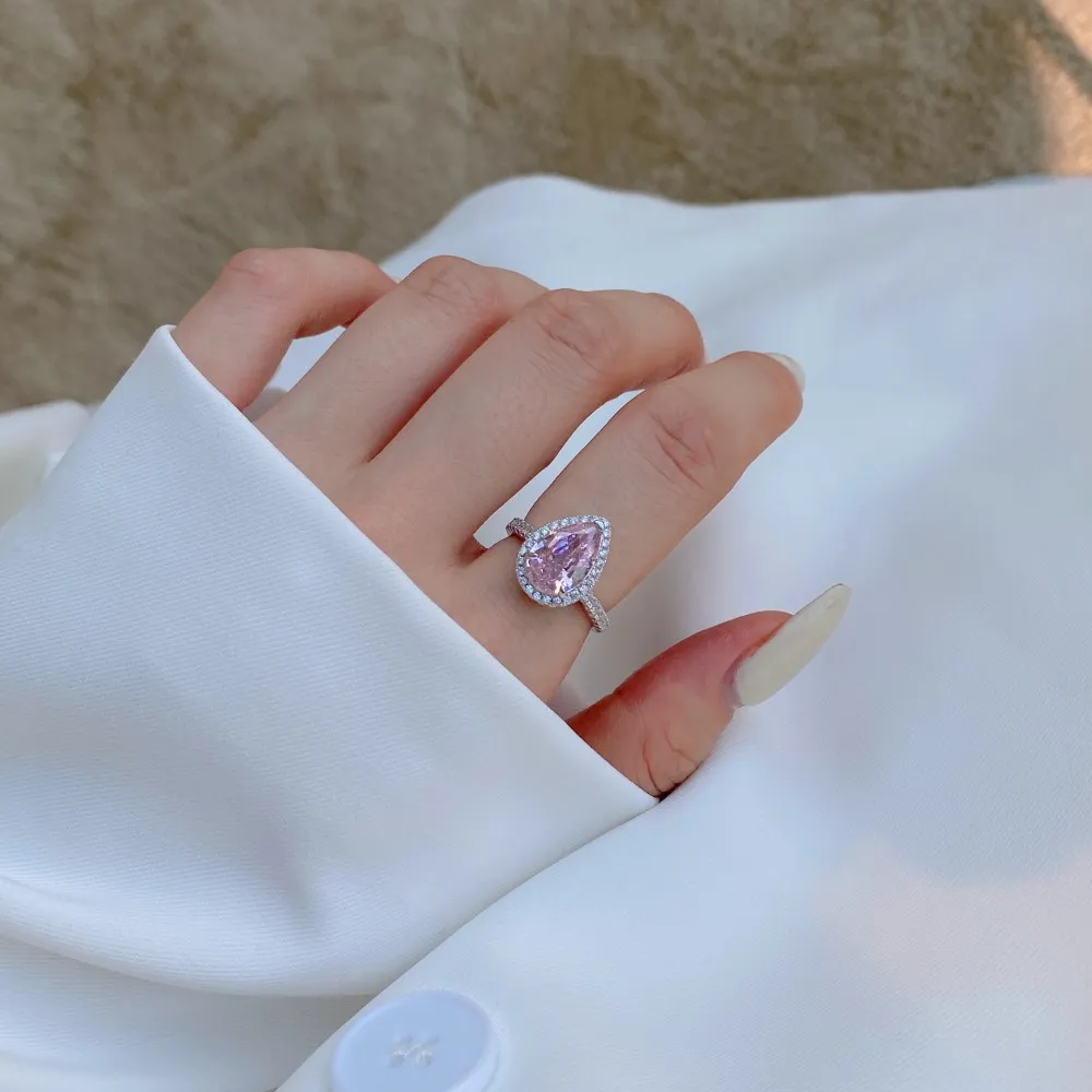 Luxury Simulated Pink Sapphire Zirconia Solitaire Ring 70200100 - image1