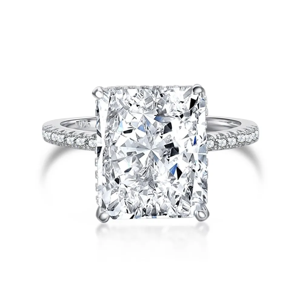 8A Radiant Cut Zirconia 10*12 Engagement Solitaire Ring 70200102