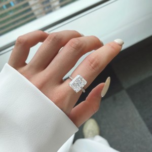 8A Radiant Cut Zirconia 10*12 Engagement Solitaire Ring 70200102