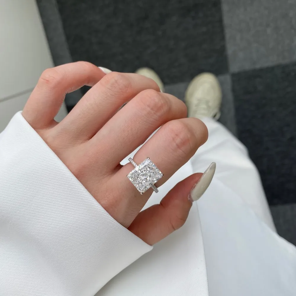 8A Radiant Cut Zirconia 10*12 Engagement Solitaire Ring 70200102 - image1