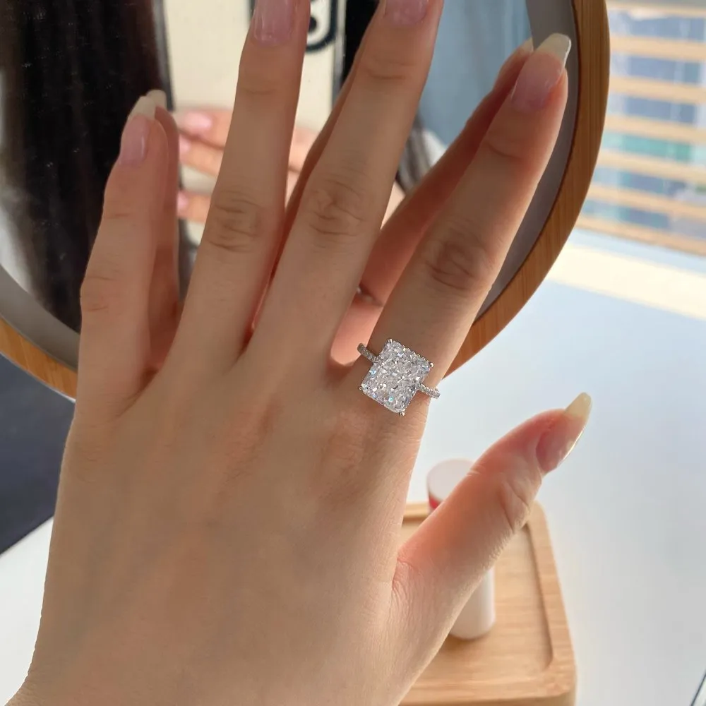 8A Radiant Cut Zirconia 10*12 Engagement Solitaire Ring 70200102 - image2