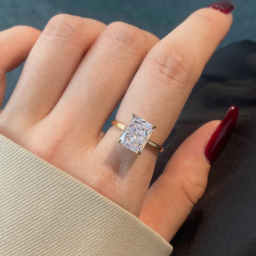 Stylish 8A Radiant Cut Zirconia Solitaire Ring 70200109 - image1