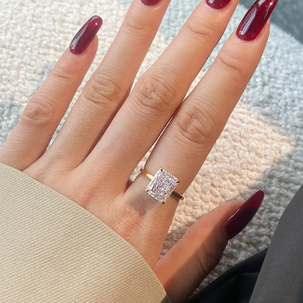 Stylish 8A Radiant Cut Zirconia Solitaire Ring 70200109 - image3