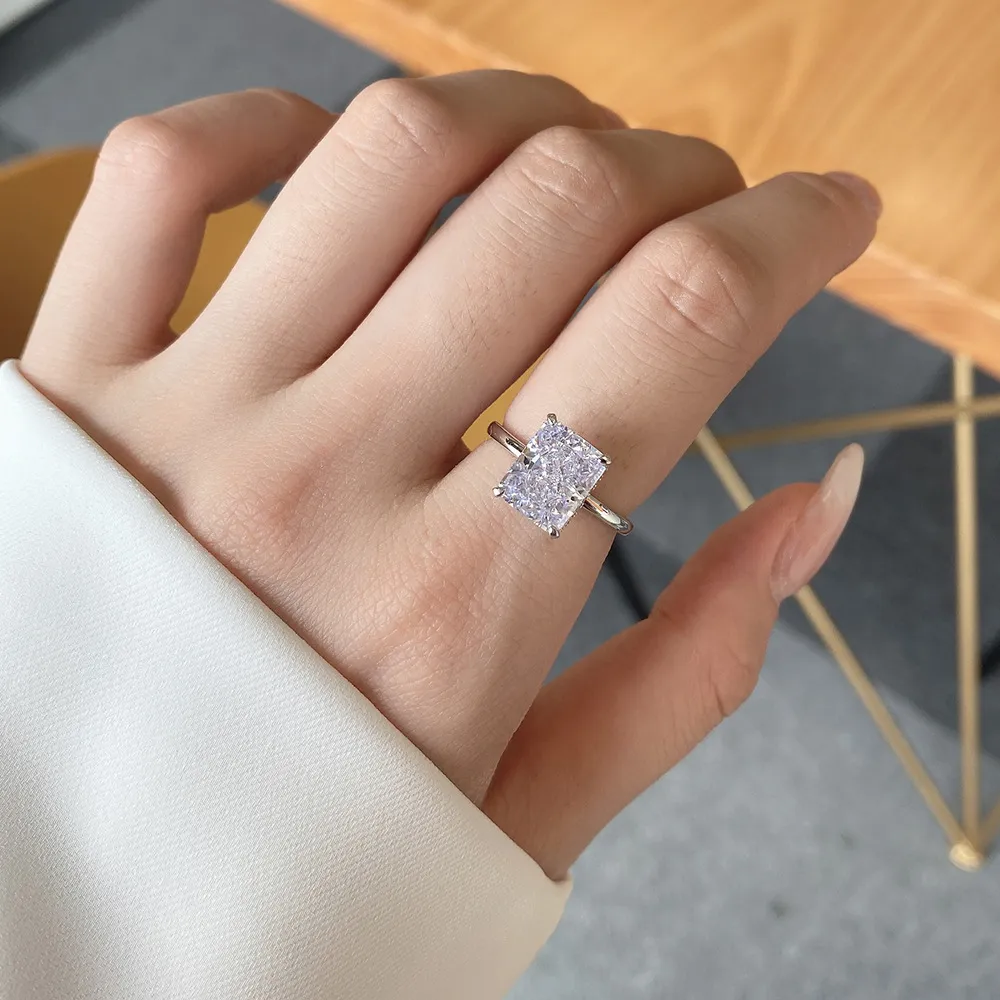 Stylish 8A Radiant Cut Zirconia Solitaire Ring 70200109 - image4