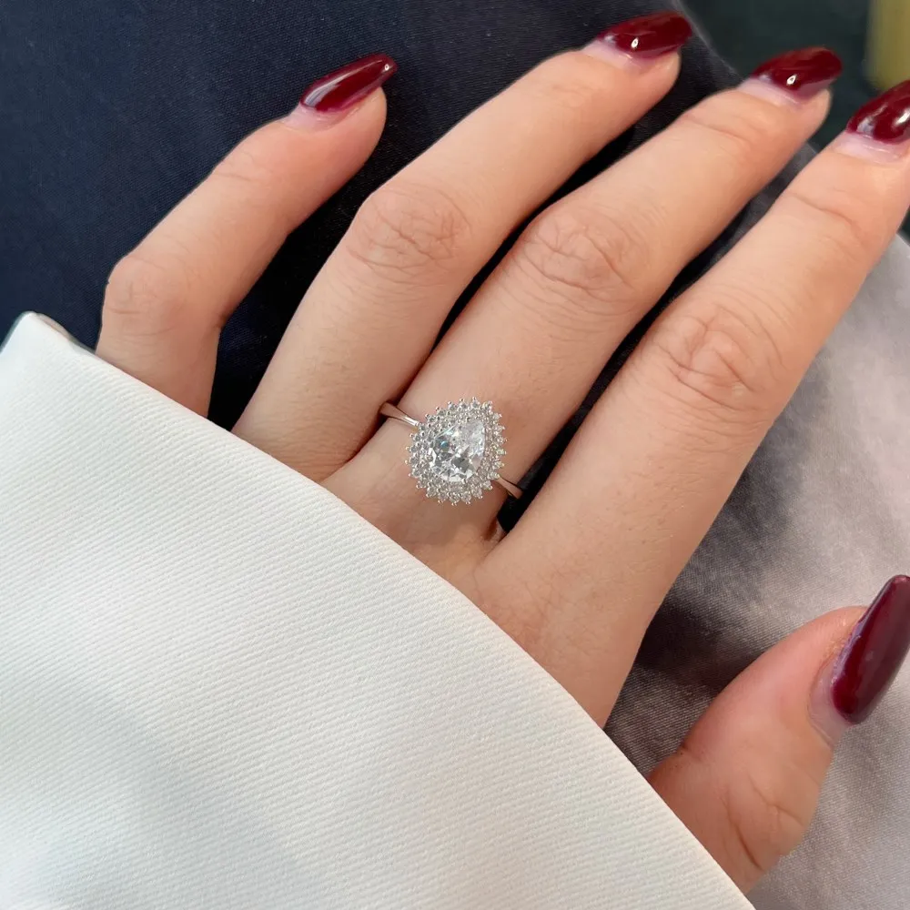 Sparkle Waterdrop Cubic Zirconia Wedding Ring 70200117 - image1