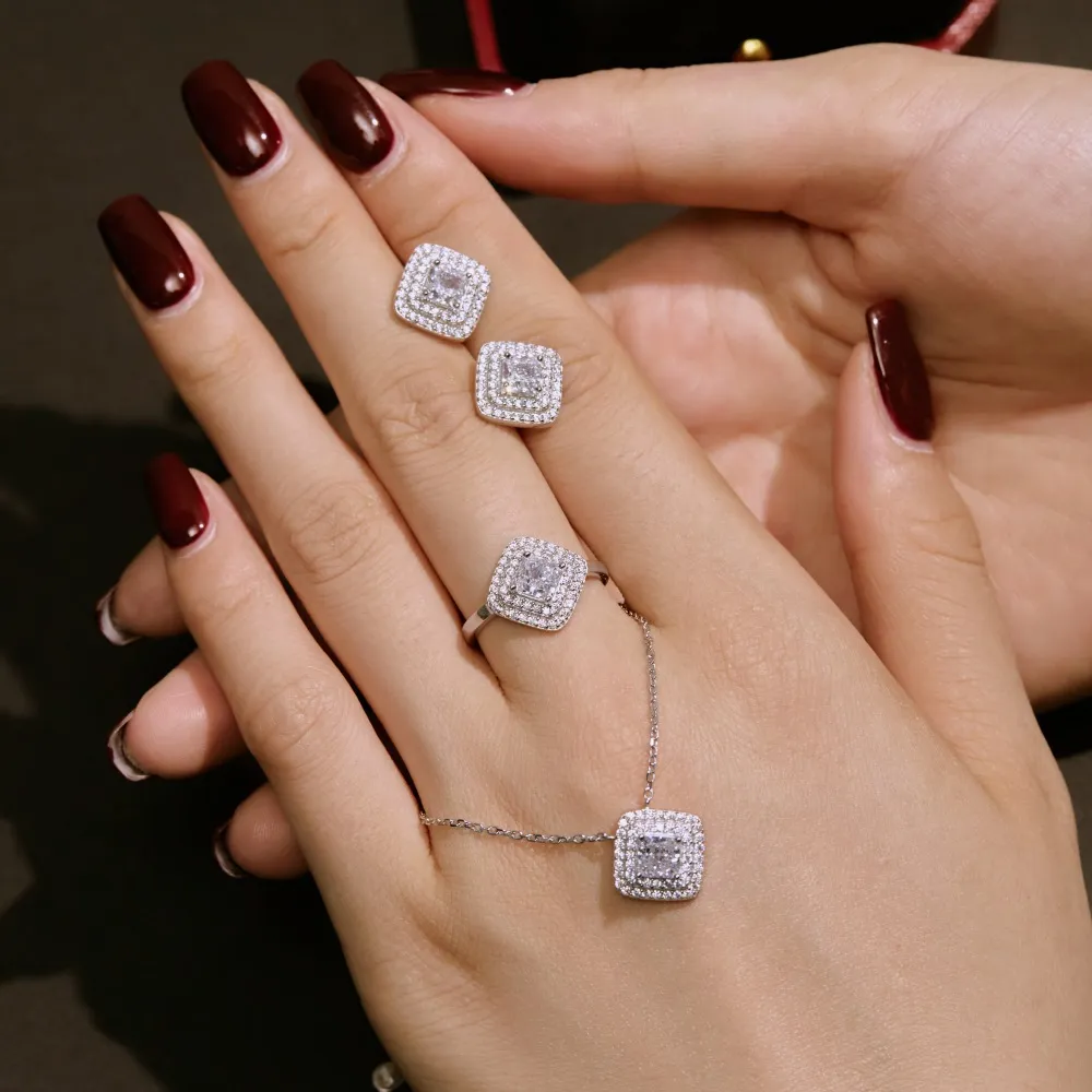 8A Cubic Zirconia Square Wedding Ring 70200118 - image1