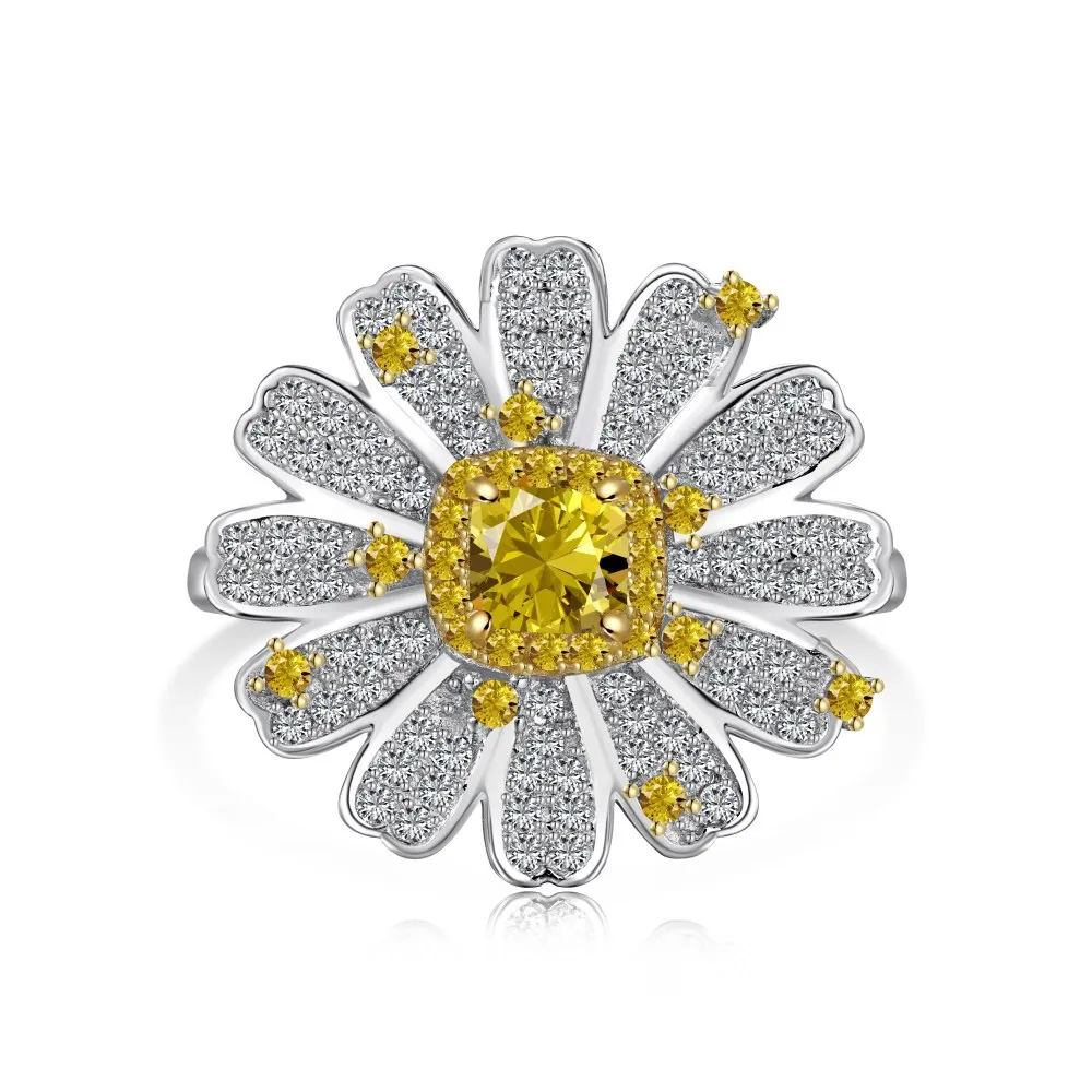 8A Cubic Zirconia Daisy Flower Party Ring 70200120
