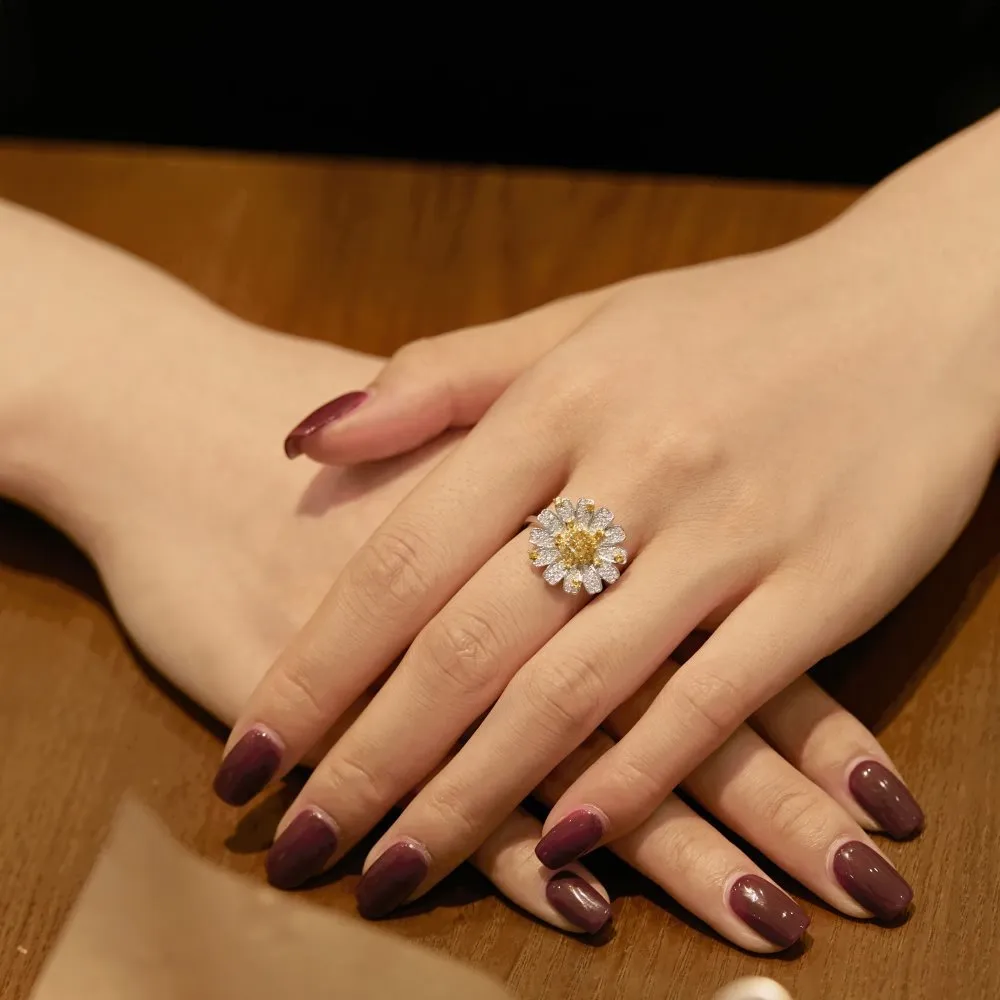 8A Cubic Zirconia Daisy Flower Party Ring 70200120 - image1
