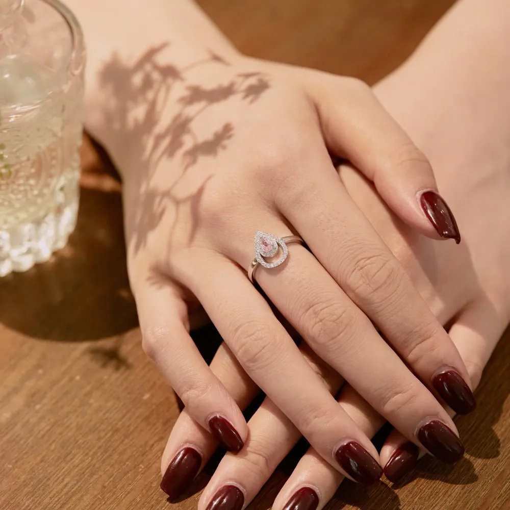 Sparkle Waterdrop Cubic Zirconia Party Ring 70200121 - image4