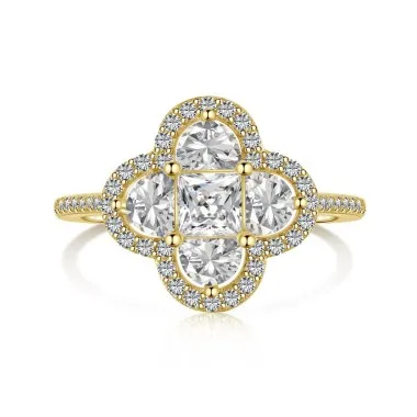 Sparkle Clover Flower Cubic Zirconia Party Ring 70200122