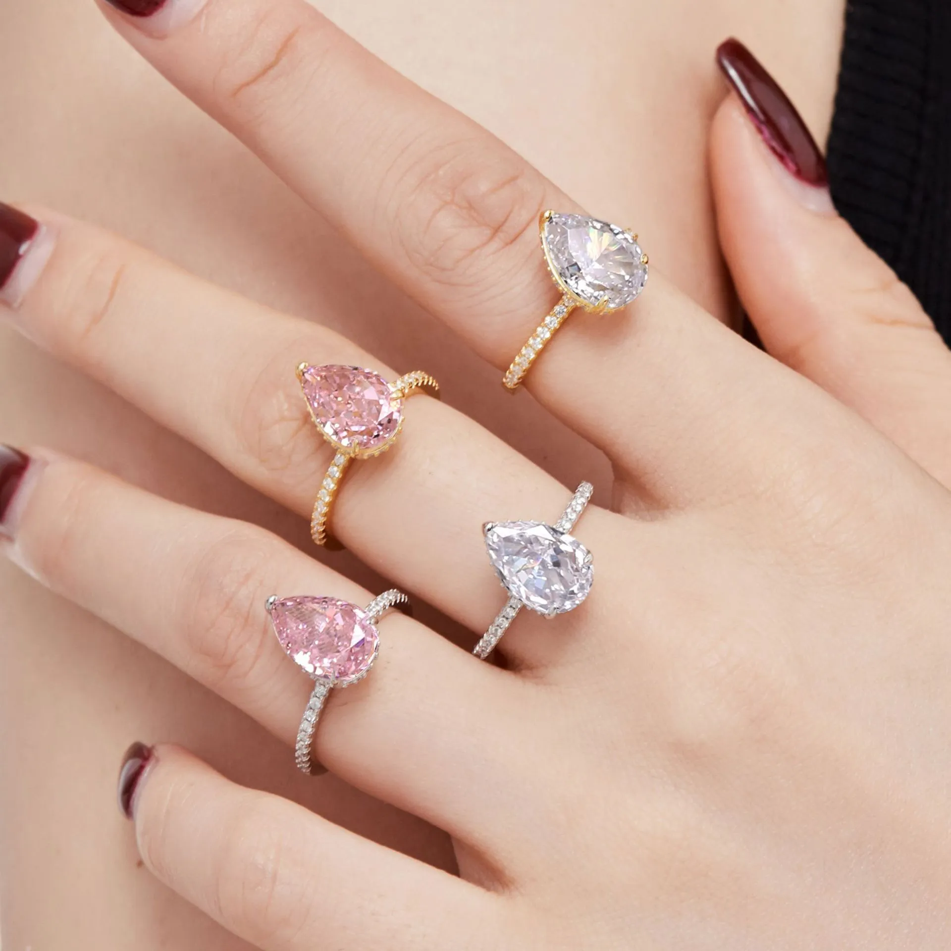 8A Waterdrop Cubic Zirconia Wedding Party Ring 70200125 - image1