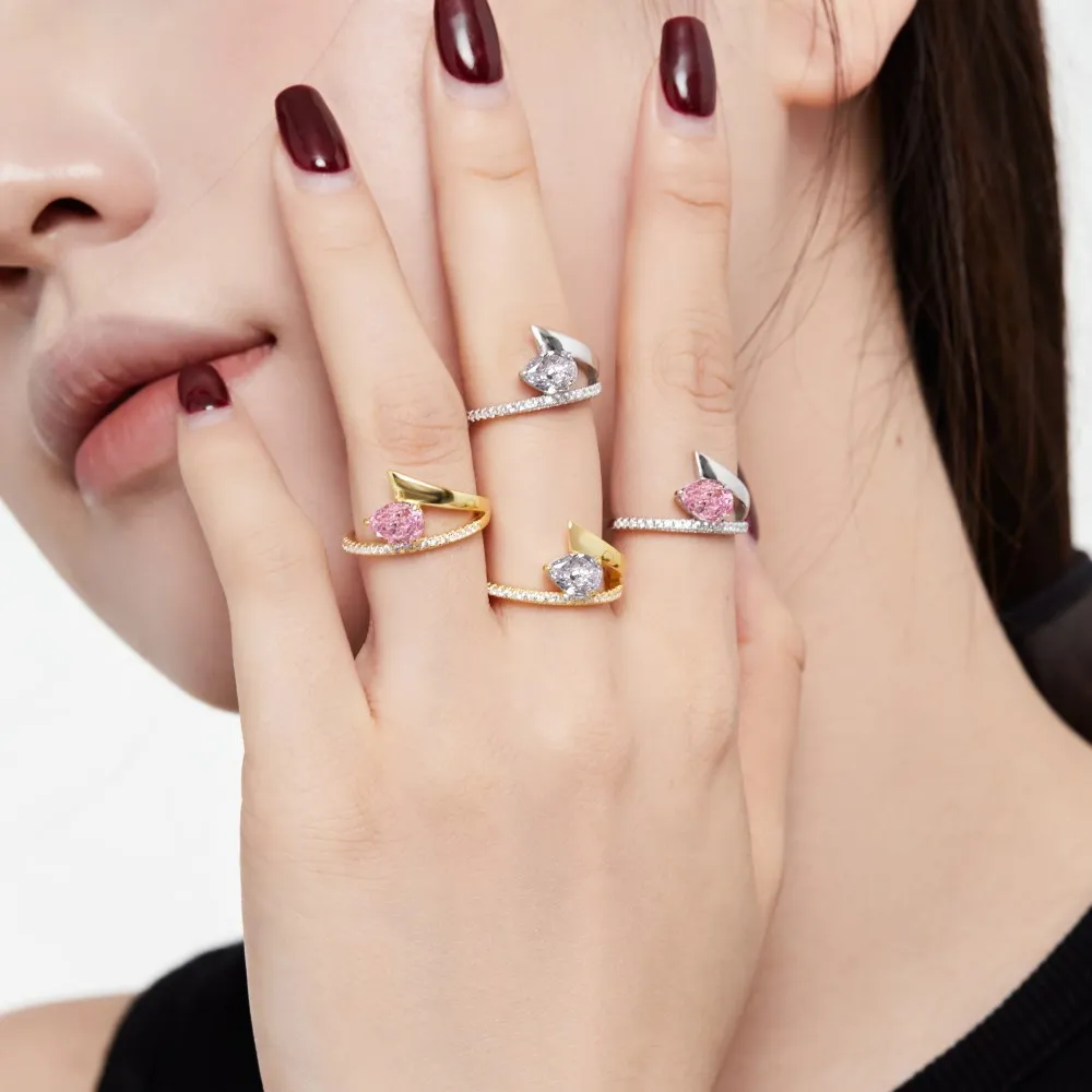 8A Waterdrop Cubic Zirconia Party Ring 70200127 - image1