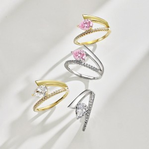 8A Waterdrop Cubic Zirconia Party Ring 70200127