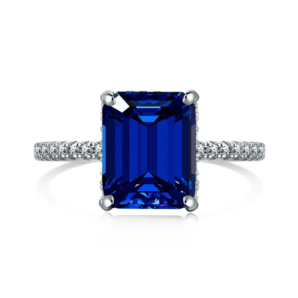 925 Sterling Silver Sparkle Rectangle Cubic Zirconia Party