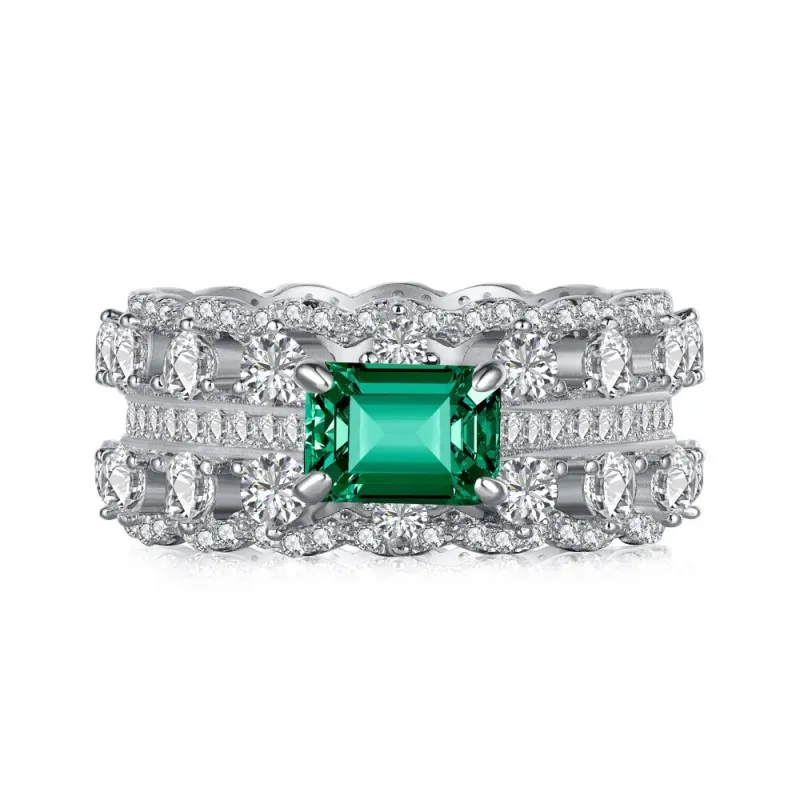 Luxury Two Rows Cubic Zirconia Party Ring 70200132
