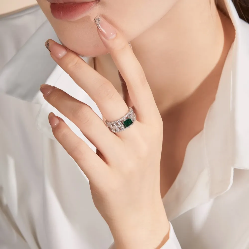 Luxury Two Rows Cubic Zirconia Party Ring 70200132 - image1