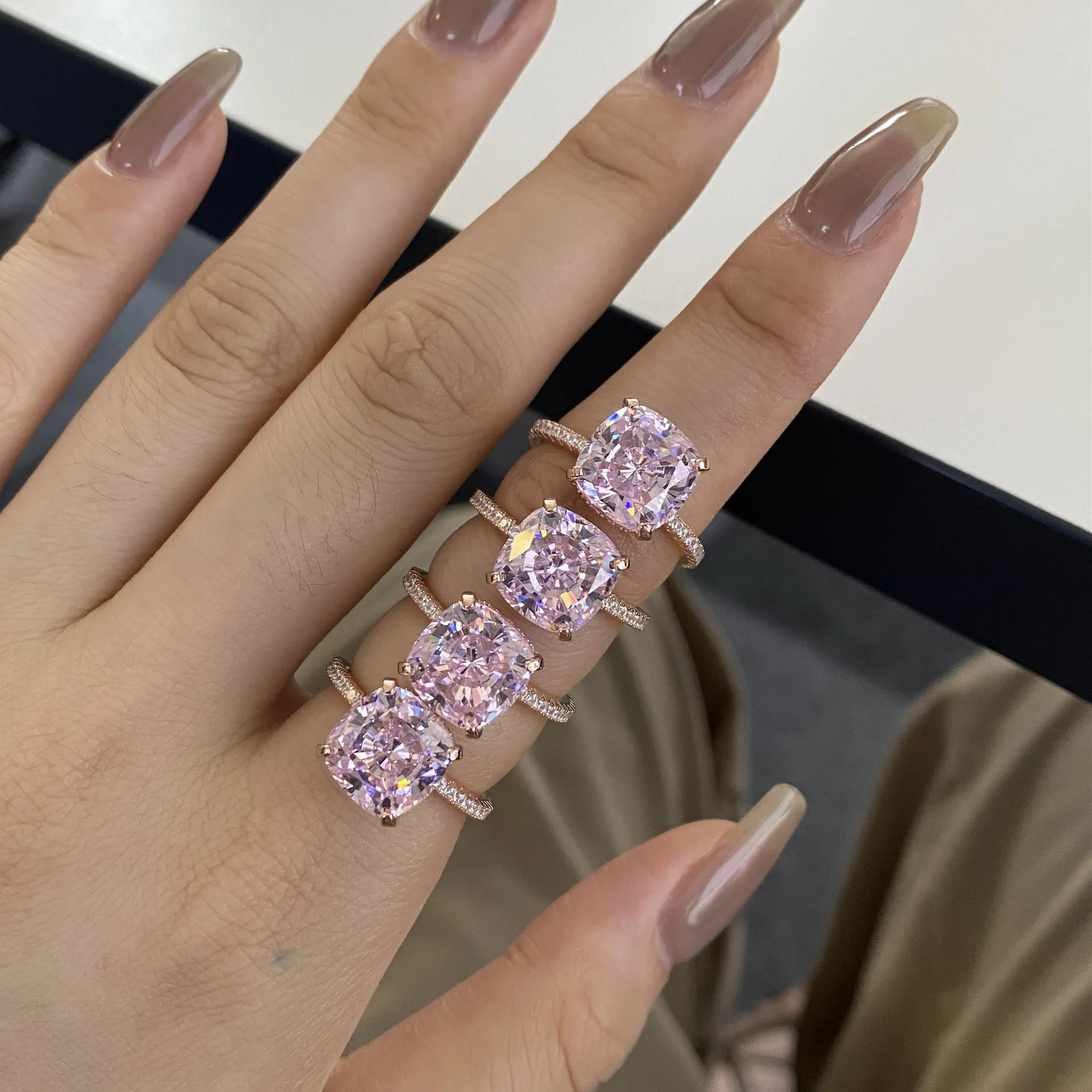 Sparkle Square Cubic Zirconia Wedding Party Ring 70200137 - image1