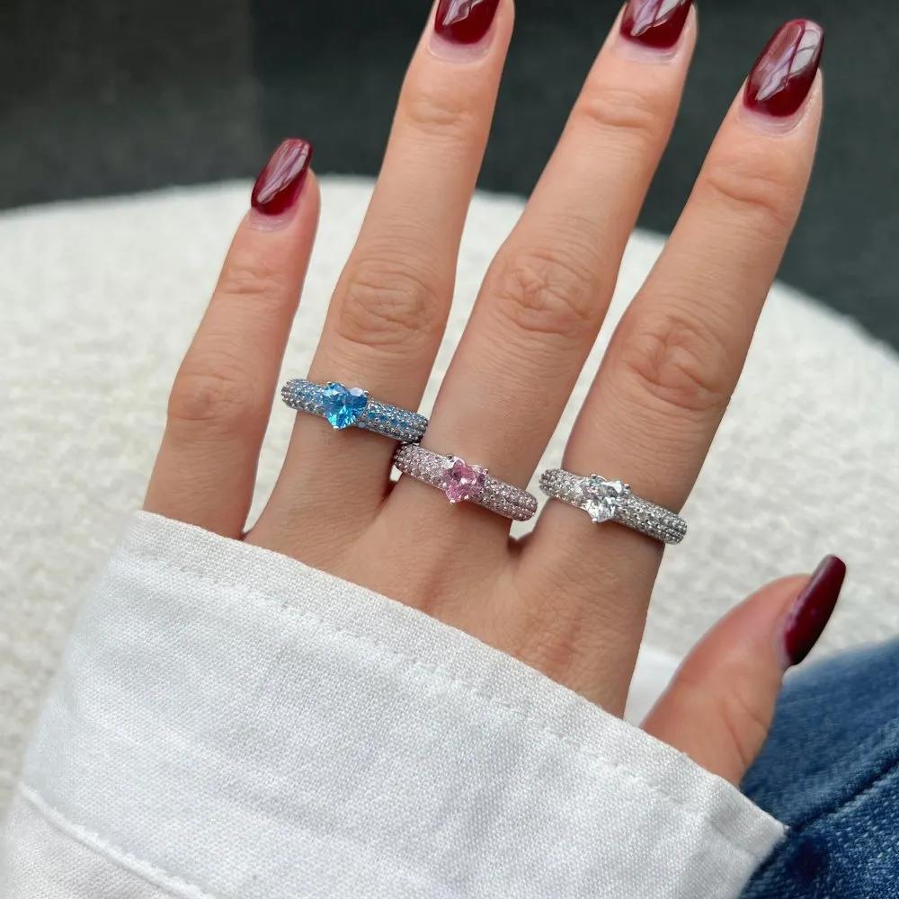 Sparkle Cubic Zirconia Heart Wedding Party Ring 70200140 - image2