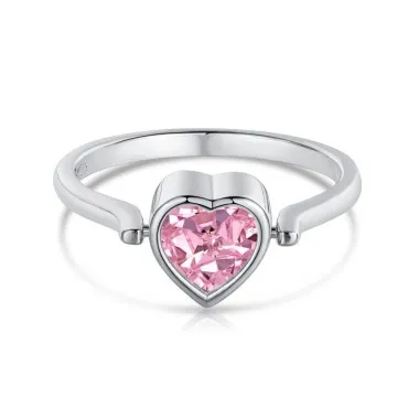 Lovely Rotatable Pink Heart Cubic Zirconia Ring 70200146
