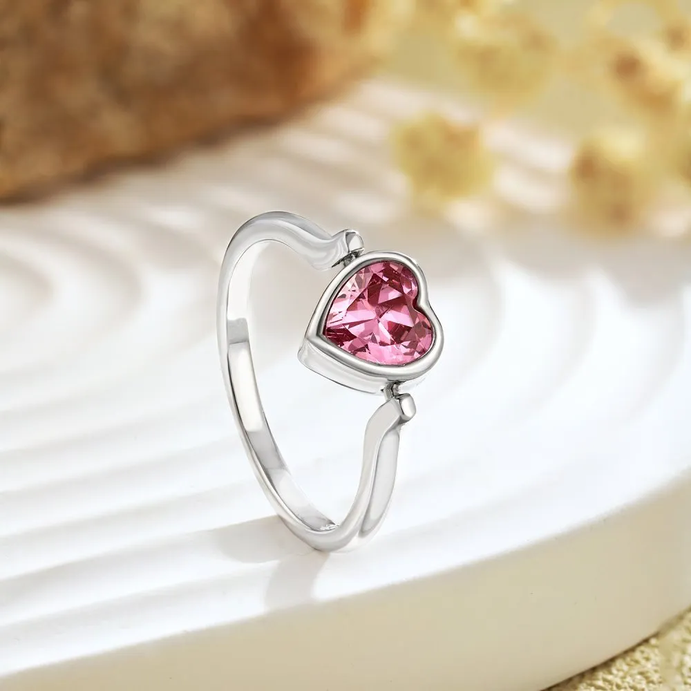Lovely Rotatable Pink Heart Cubic Zirconia Ring 70200146 - image2