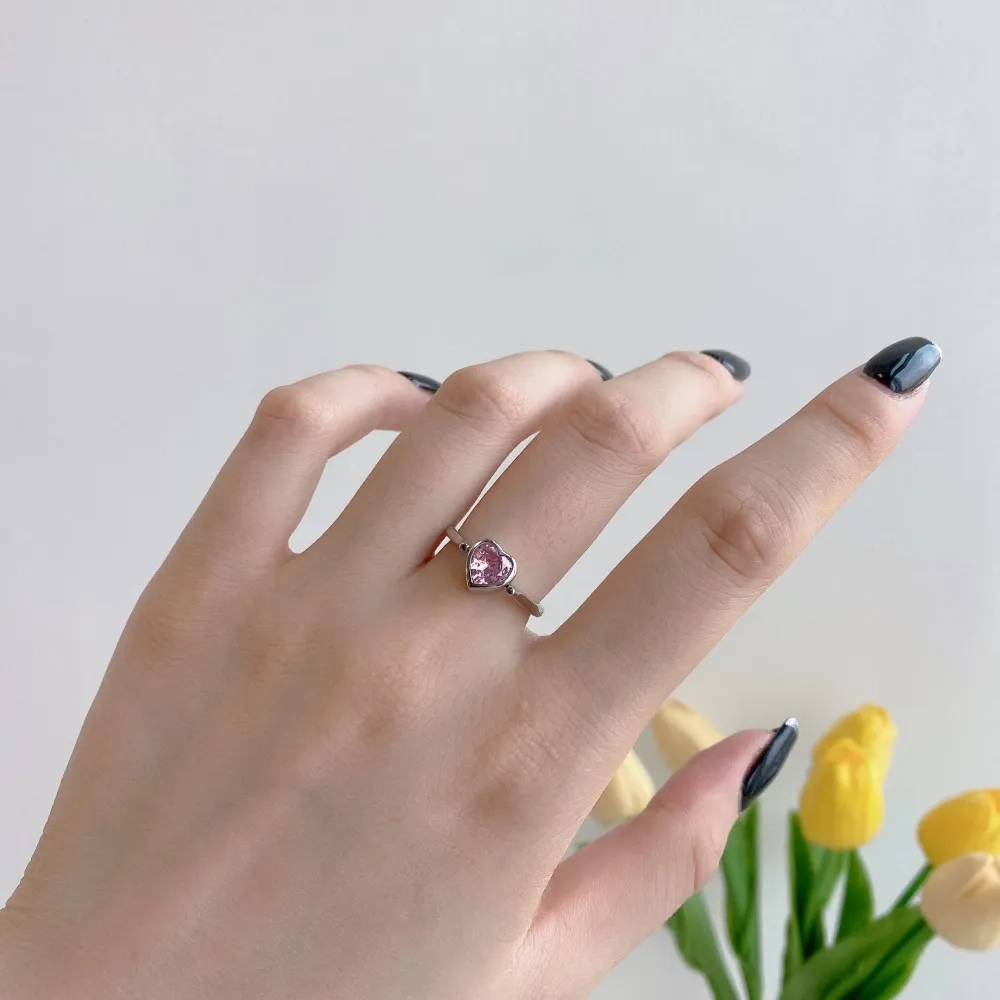 Lovely Rotatable Pink Heart Cubic Zirconia Ring 70200146 - image1