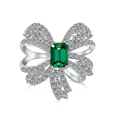 Luxury Emerald Cubic Zirconia Bow Ring 70200148
