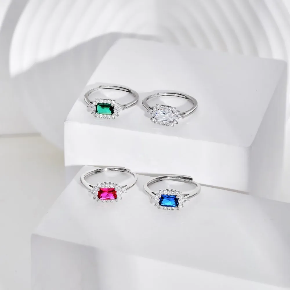 Vintage Rectangle Cluster Cubic Zirconia Party Ring 70200150 - image2