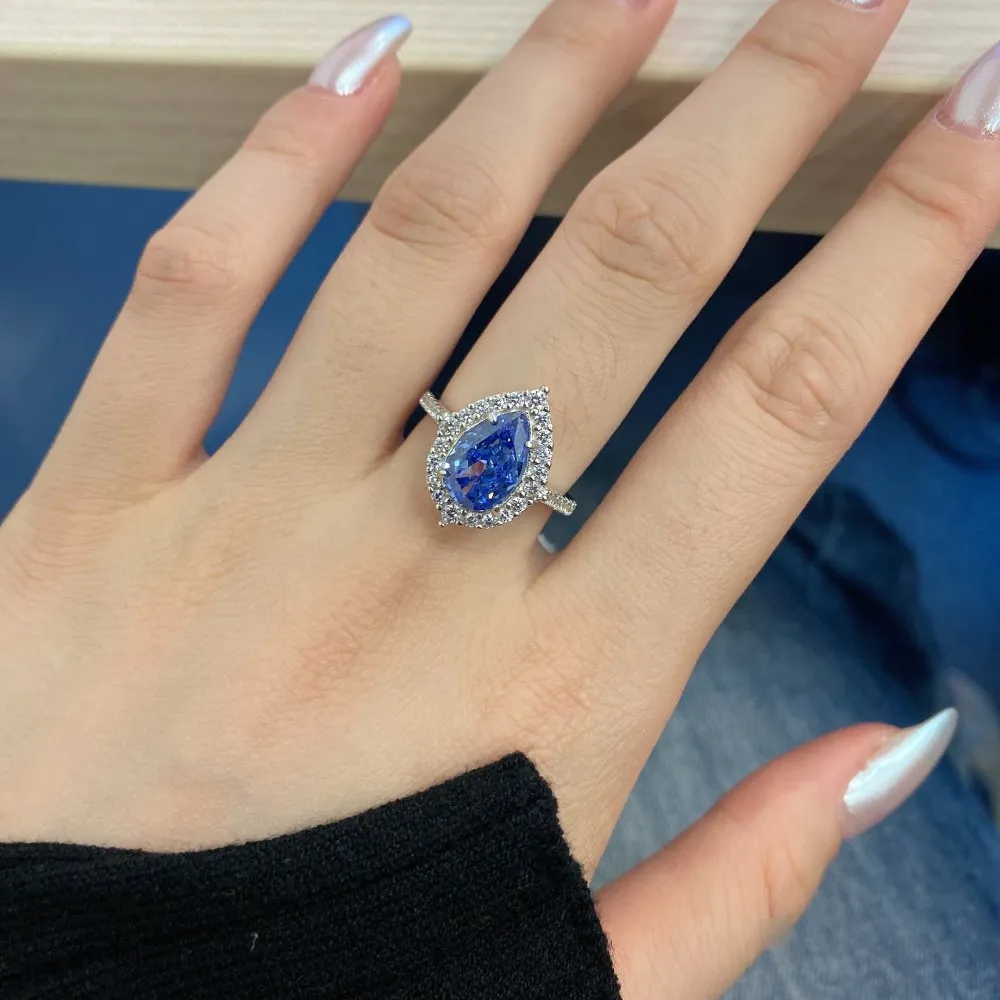Sparkle 8A Pear Cut Cubic Zirconia Party Ring 70200151 - image1