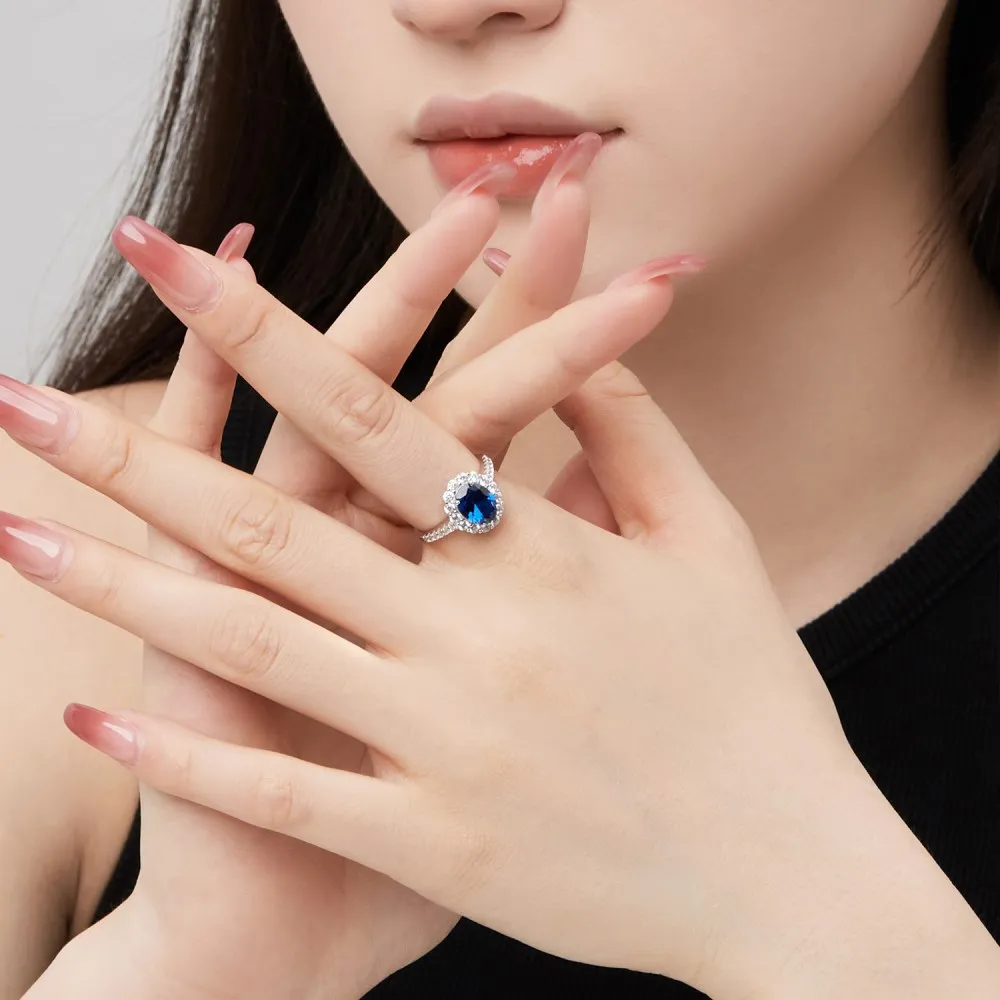 Classical Oval Cluster Cubic Zirconia Party Ring 70200152 - image1