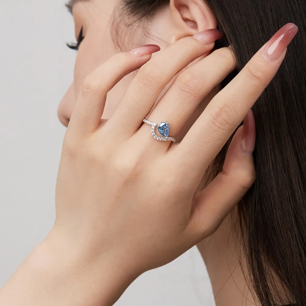 8A Waterdrop Cubic Zirconia Curved Party Wedding Ring 70200158 - image1