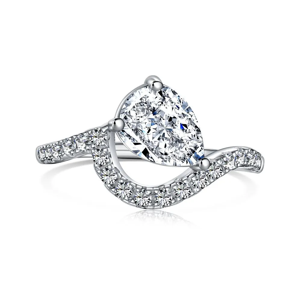 8A Waterdrop Cubic Zirconia Curved Party Wedding Ring 70200158 - image3