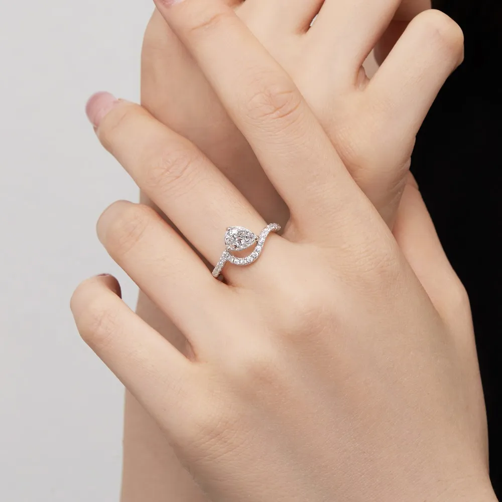 8A Waterdrop Cubic Zirconia Curved Party Wedding Ring 70200158 - image4