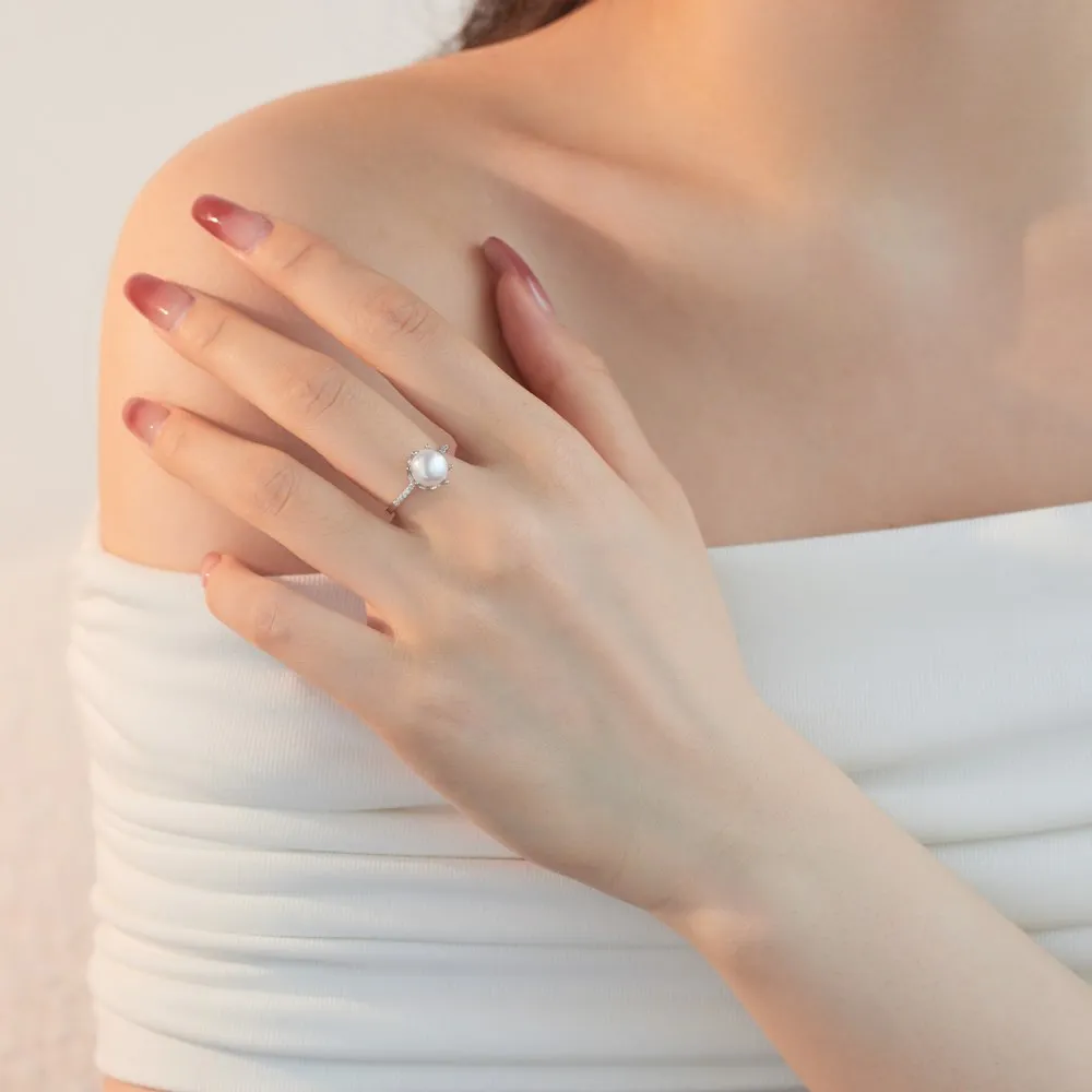 8mm Fresh Water Pearl Wedding Party Ring 70200169 - image1