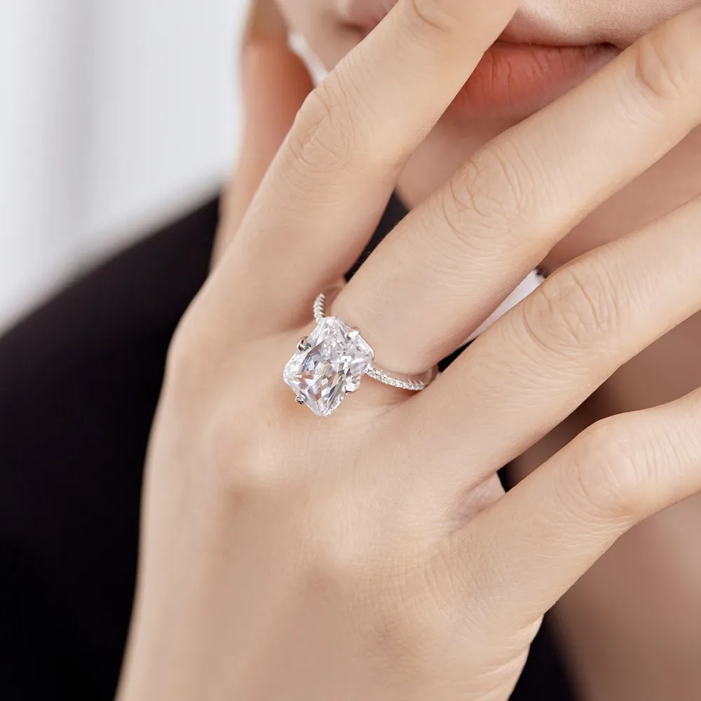 Luxury Sparkle Rectangle Cubic Zirconia Party Ring 70200176 - image1