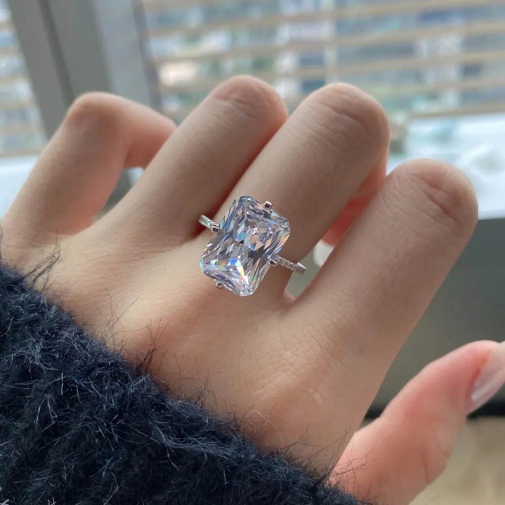 Luxury Sparkle Rectangle Cubic Zirconia Party Ring 70200176 - image2