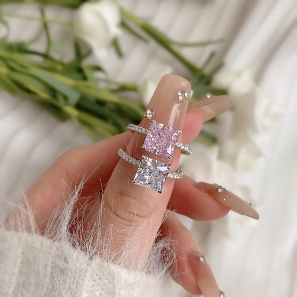 8A Square Cubic Zirconia Solitaire Wedding Party Ring 70200179 - image2