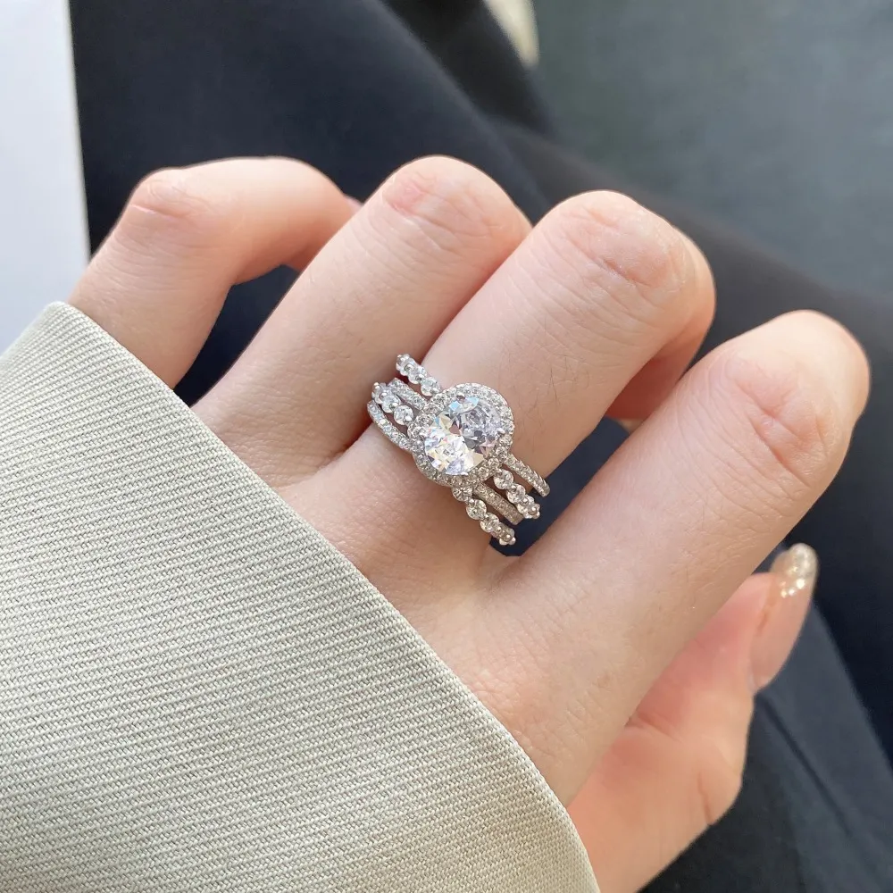 Stackable Sparkle Oval Cubic Zirconia Party Ring 70200180 - image2