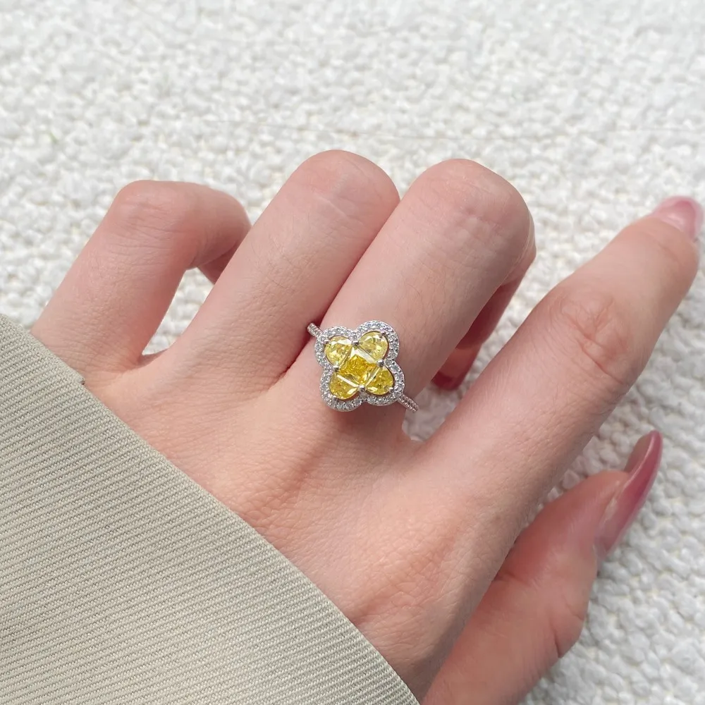 Sparkle Clover Flower Cubic Zirconia Party Ring 70200182 - image2