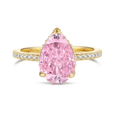 8A Waterdrop Pink Cubic Zirconia Wedding Party Ring 70200183
