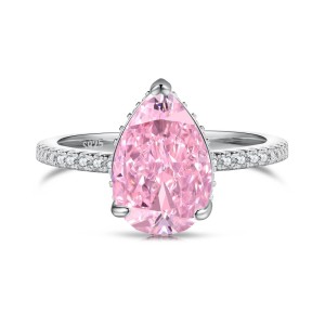 8A Waterdrop Pink Cubic Zirconia Wedding Party Ring 70200183