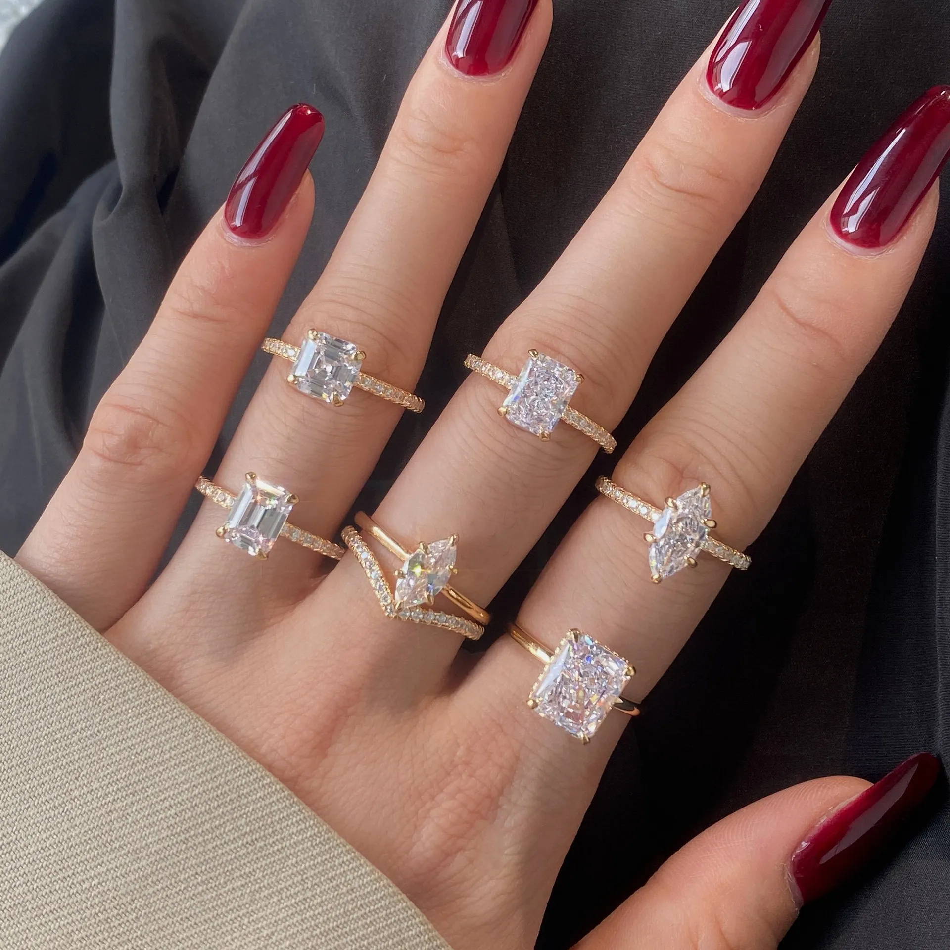Sparkle 8A Rectangle Cubic Zirconia Party Ring 70200186 - image1