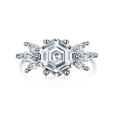 Sparkle Hexagon Snowflake Cubic Zirconia Party Ring 70200190